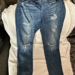 Express Blue Distressed Skinny Jeans
